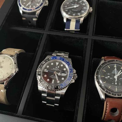 Watchbox matt black glasstop for 10 watches
