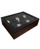 Coffret 10 montres vitré laque noir mat GENEVA