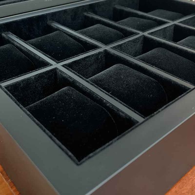 Watchbox matt black glasstop for 10 watches