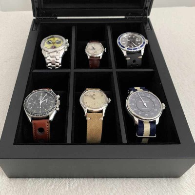 Coffret 6 montres noir mat vitré GENEVA