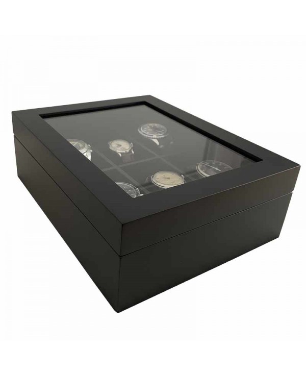 coffret 6 montres vitré noir mat