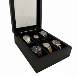 coffret 6 montres vitré noir mat