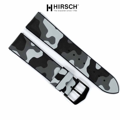 Watchstrap Hirsch JOHN grey 20mm and black rubber