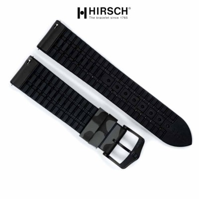Watchstrap Hirsch JOHN grey 20mm and black rubber