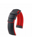 Bracelet Hirsch AYRTON Caoutchouc Rouge 20mm Cuir Carbone