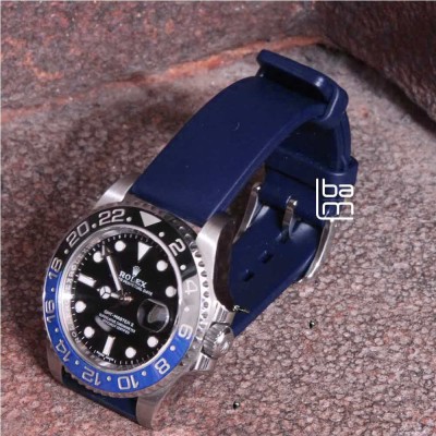 Watchstrap Hirsch PURE blue 22mm Rubber