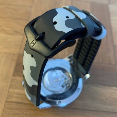 Watchstrap Hirsch JOHN grey 20mm and black rubber