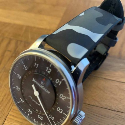 Watchstrap Hirsch JOHN grey 20mm and black rubber