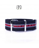 bracelet nato noir gris rouge 20mm