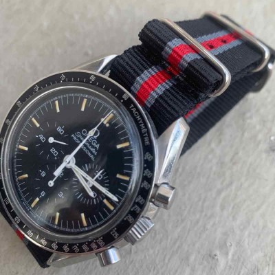 Bracelet de montre NATO 20mm Noir gris rouge