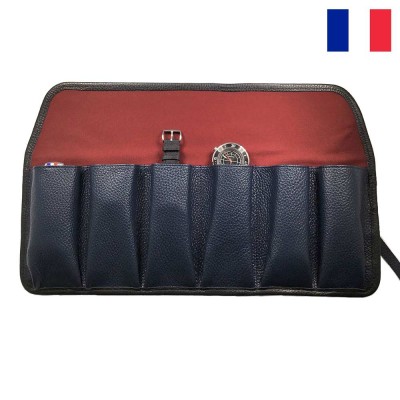 Leather pouch for 6 watches Grandval Blue