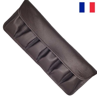 Leather pouch for 6 watches Grandval BROWN