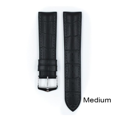Watchstrap Hirsch PAUL 20mm black Medium length
