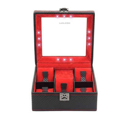 Carbon watchbox black with LED lights for 5 watches