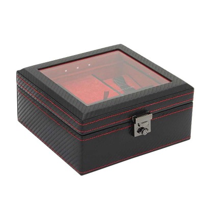 Carbon watchbox black with LED lights for 5 watches