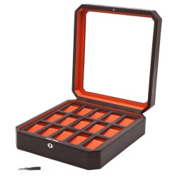 Coffret 15 montres WOLF Windsor chocolat orange