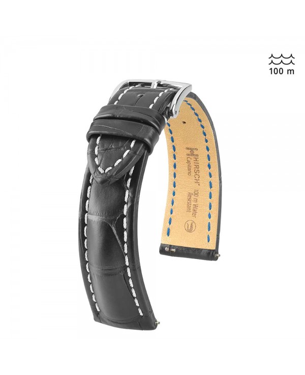 Watchstrap Hirsch Capitano Alligator Black 20mm