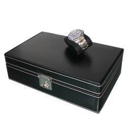 Watch Box black leather for 10 watch Friedrich