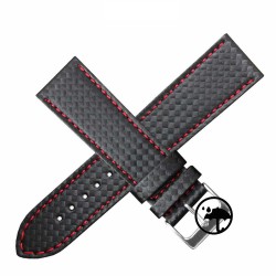 Bracelet montre waterproof etanche AREZZO RACING coutures rouge 24mm