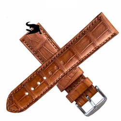 Bracelet montre SQUARE CROCODILE miel beige 22mm