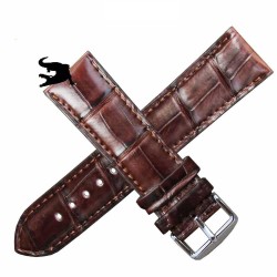 Bracelet montre SQUARE CROCODILE marron 22mm