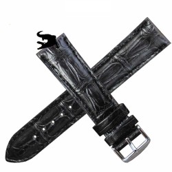 Bracelet montre SQUARE CROCODILE noir 20mm