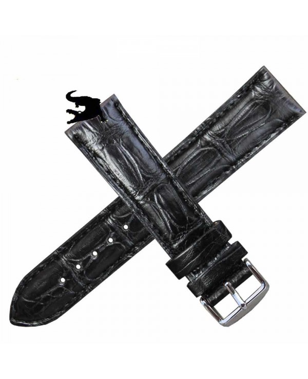 Bracelet montre SQUARE CROCODILE noir 20mm