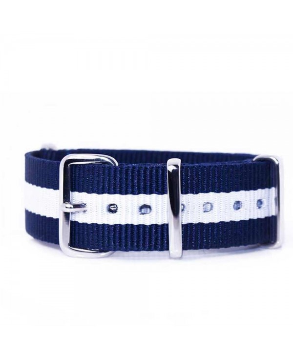 bracelet NATO 22mm Bleu Blanc Bleu