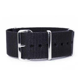 bracelet montre nylon NATO 18mm noir