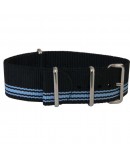 bracelet montre nylon NATO 20mm noir bleu alpine