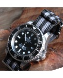 bracelet montre NATO James Bond noir gris 21mm rolex seadweller deap see