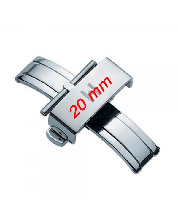 Boucle déployante 20mm Pusher inox poli hypoallergénique HIRSCH Boucle déployante 20mm Pusher inox poli hypoallergénique HIRSCH