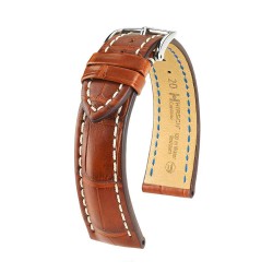 bracelet montre hirsch alligator capitano marron beige 20mm waterproof