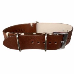 Bracelet NATO Arezzo Cuir marron 20mm