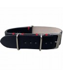 bracelet nato montre cuir noir couture rouge 20mm