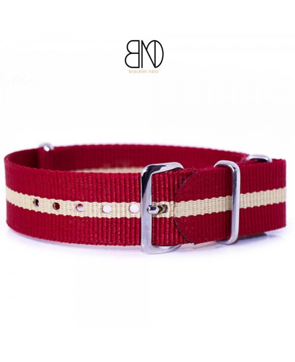 Bracelet NATO 18mm rouge filet sable