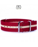 Bracelet NATO 18mm rouge filet sable