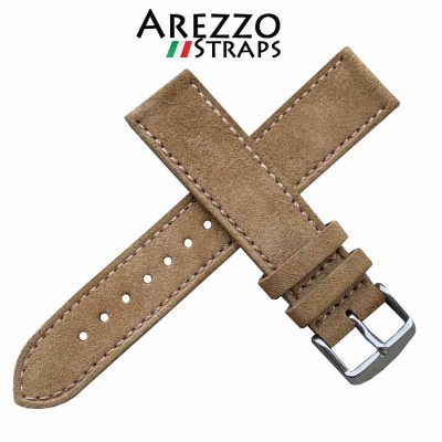 Watchstrap AREZZO NUBUCK SLIM beige 22mm