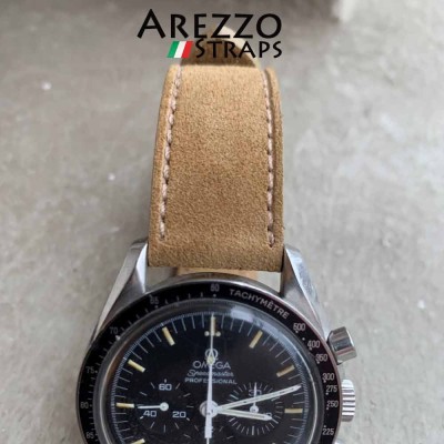 Watchstrap AREZZO NUBUCK SLIM beige 22mm