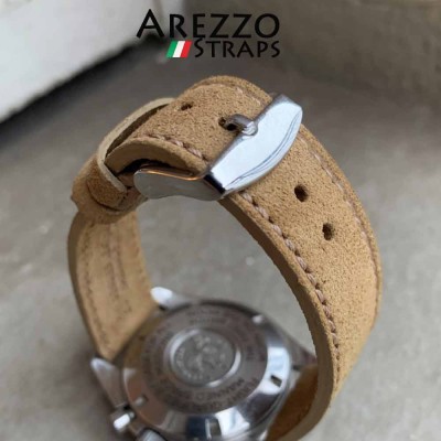 Watchstrap AREZZO NUBUCK SLIM beige 22mm
