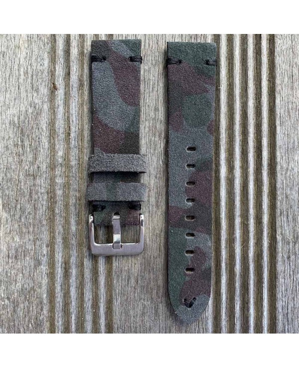 bracelet montre cuir camouflage militaire 20mm