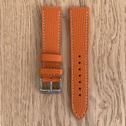 bracelet montre cuir de veau structuré orange 20mm