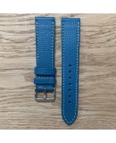 bracelet montre cuir de veau bleu 20mm