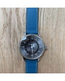 structured calf leather watch bracelet blue 20mm