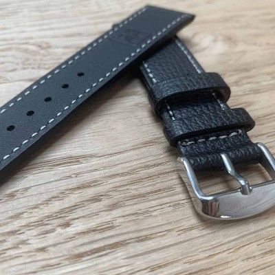 Bracelet structured calf leather 20mm BLACK Atelier LBAM