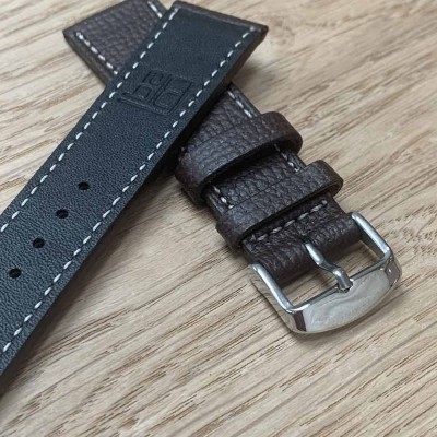 Chocolate calf Bracelet structured calf leather 20mm Atelier LBAM