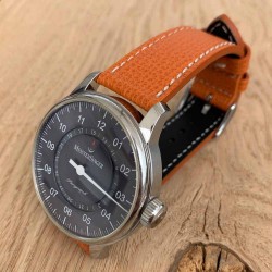 structured calf leather watch bracelet orange 20mm