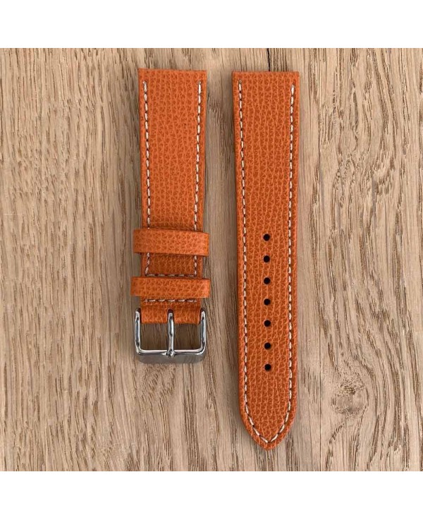 structured calf leather watch bracelet orange 20mm