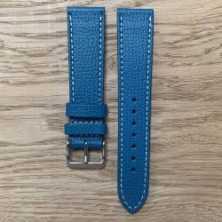 structured calf leather watch bracelet blue 20mm