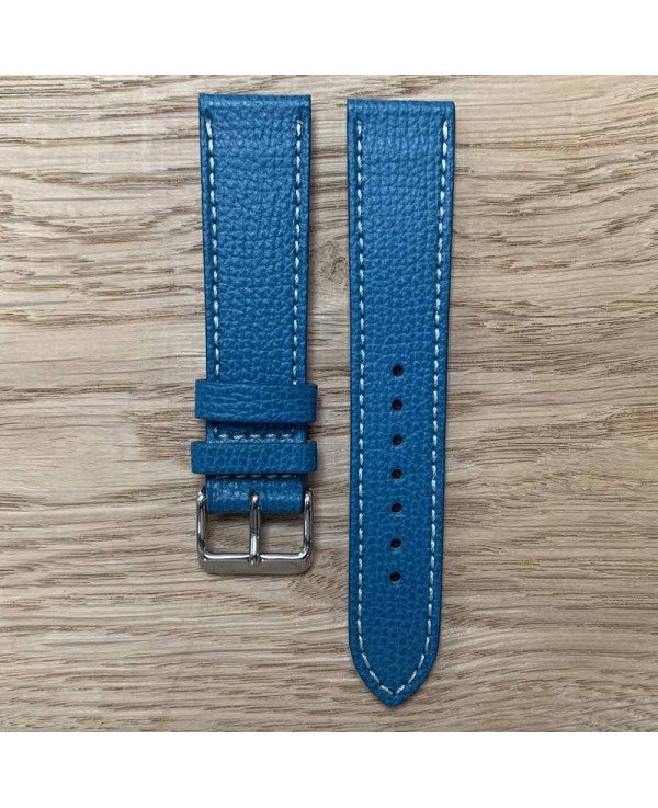 structured calf leather watch bracelet blue 20mm